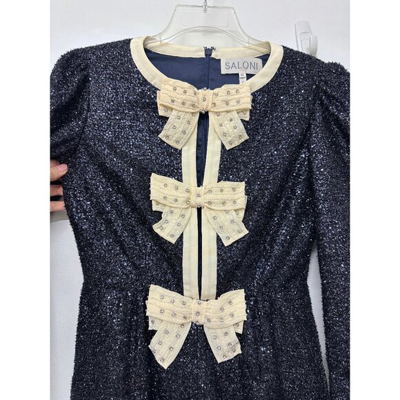 SALONI Glittering Black Jumpsuit with Cream Accents - Picture 7 of 16